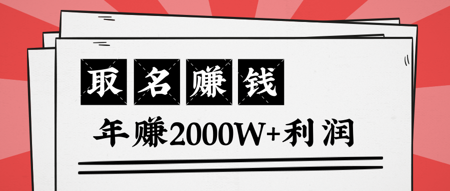 王通：不要小瞧任何一个小领域，取名技能也能快速赚钱，年赚2000W+利润-汇智资源网