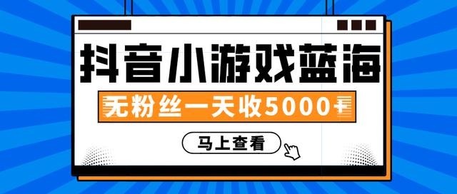 赚钱计划：抖音小游戏蓝海项目，无粉丝一天收入5000+-汇智资源网