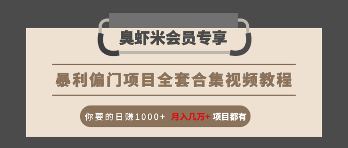 暴利偏门项目全套合集视频教程：你要的日赚1000+月入几万+项目都有-汇智资源网