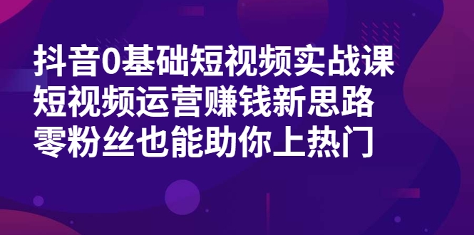 抖音0基础短视频实战课，短视频运营赚钱新思路，零粉丝也能助你上热门-汇智资源网