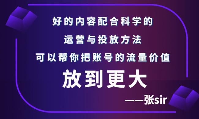 张sir账号流量增长课，告别海王流量，让你的流量更精准-汇智资源网