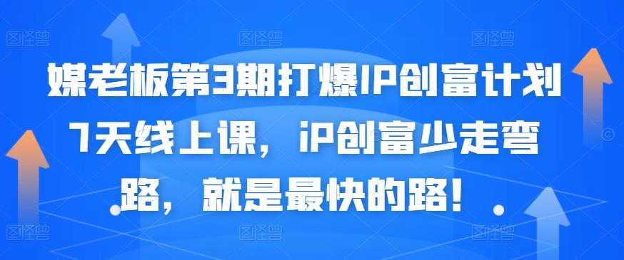 媒老板第3期打爆IP创富计划7天线上课，iP创富少走弯路，就是最快的路！-汇智资源网