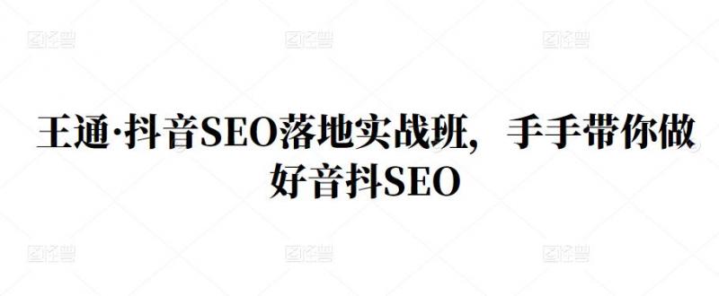 王通·抖音SEO落地实战班，手‬手带你做好音抖‬‬SEO-汇智资源网