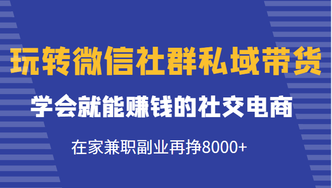 玩转微信社群私域带货，学会就能赚钱的社交电商，在家兼职副业再挣8000+-汇智资源网