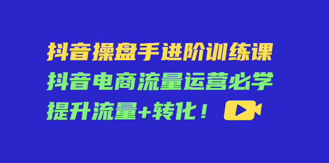 抖音操盘手进阶训练课：抖音电商流量运营必学，提升流量+转化-汇智资源网