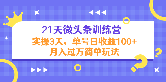 21天微头条训练营，实操3天，单号日收益100+月入过万简单玩法-汇智资源网