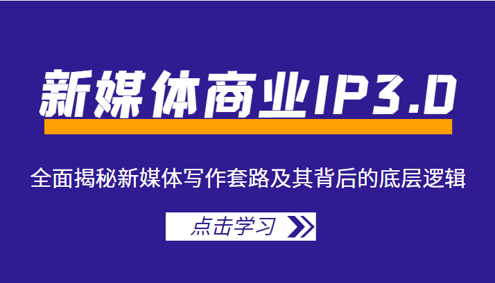 新媒体商业IP3.0，全面揭秘新媒体写作套路及其背后的底层逻辑（价值1299元）-汇智资源网