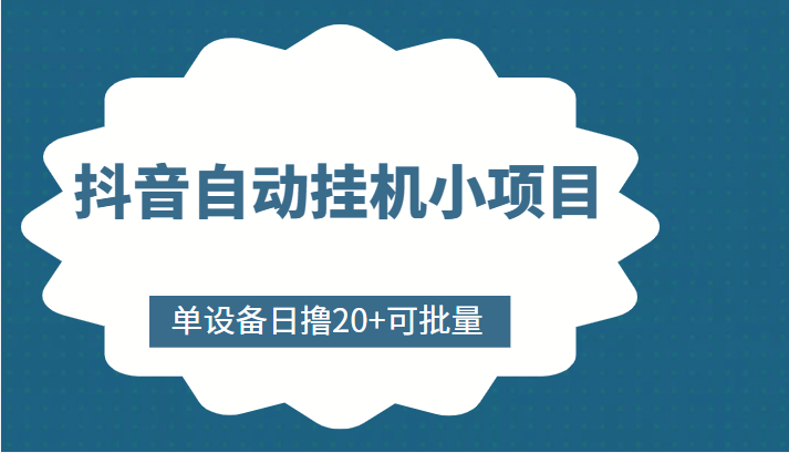 抖音自动挂机小项目，单设备日撸20+，可批量，号越多收益越大-汇智资源网