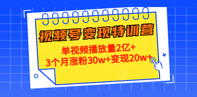 21天视频号变现特训营：单视频播放量2亿+3个月涨粉30w+变现20w+（第14期）-汇智资源网