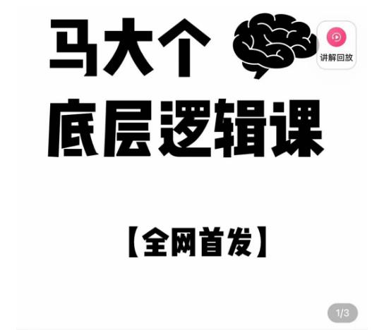 马大个·底层逻辑课，51节底层逻辑智慧课-价值1980元-汇智资源网