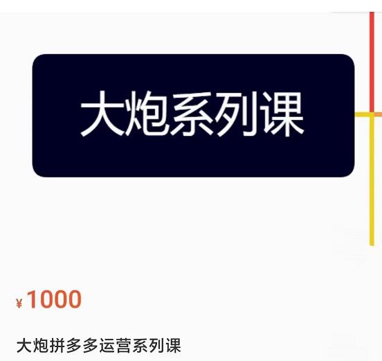 大炮拼多多运营系列课，各类​玩法合集，拼多多运营玩法实操-汇智资源网