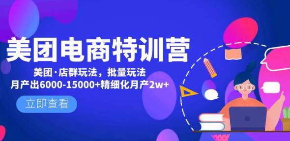 美团电商特训营：美团·店群玩法，无脑铺货月产出6000-15000+精细化月产2w+-汇智资源网