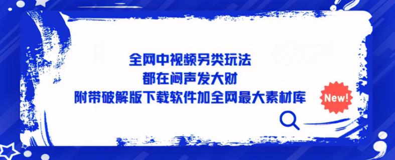 全网中视频另类玩法，都在闷声发大财，附带破解版下载软件加全网最大素材库-汇智资源网