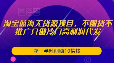 淘宝蓝海无货源项目，不囤货不推广只做冷门高利润代发，花一半时间赚10倍钱-汇智资源网