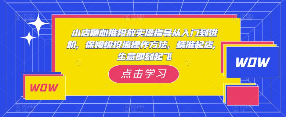 小店随心推投放实操指导从入门到进阶，保姆级投流操作方法，精准起店，生意即刻起飞-汇智资源网