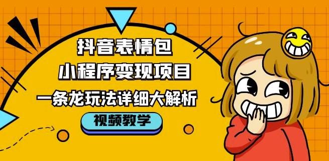 抖音表情包小程序变现项目，一条龙玩法详细大解析，视频版学习！-汇智资源网