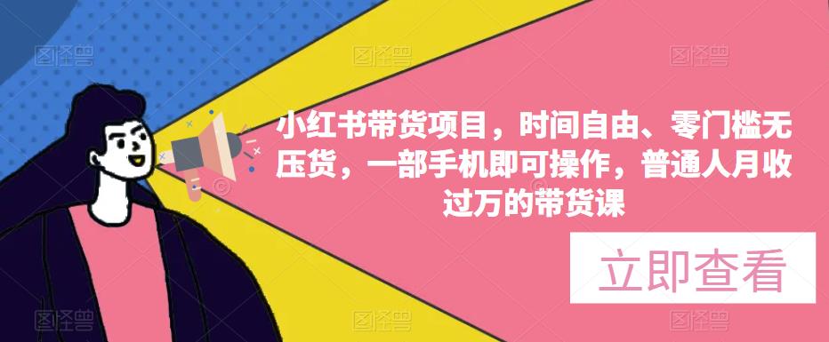 小红书带货项目，时间自由、零门槛无压货，一部手机即可操作，普通人月收过万的带货课-汇智资源网