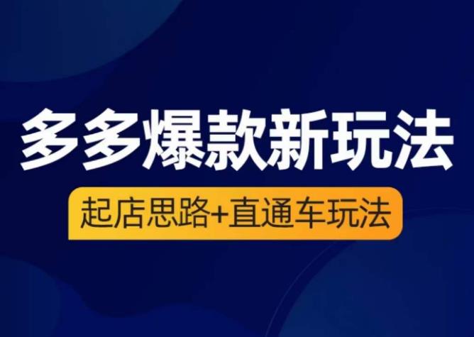 海神·多多爆款新玩法，​起店思路+直通车玩法（3节精华课）-汇智资源网