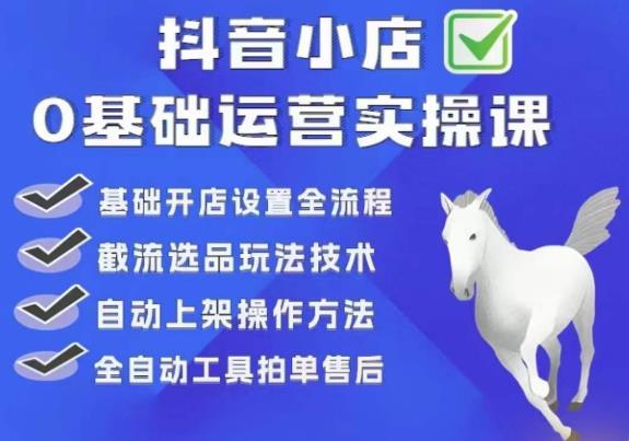 白马电商·0基础抖店运营实操课，基础开店设置全流程，截流选品玩法技术-汇智资源网