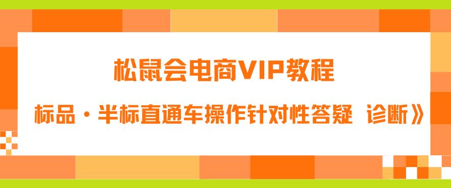 松鼠会电商VIP教程：松鼠《付费推广标品·半标直通车操作针对性答疑&诊断》-汇智资源网