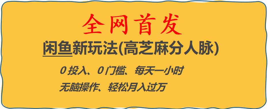 闲鱼新玩法(高芝麻分人脉)0投入0门槛,每天一小时，轻松月入过万【揭秘】-汇智资源网