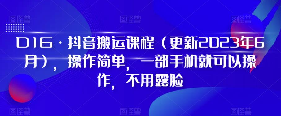 D1G·抖音搬运课程（更新2023年6月），操作简单，一部手机就可以操作，不用露脸-汇智资源网