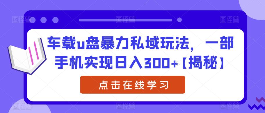 车载u盘暴力私域玩法，一部手机实现日入300+【揭秘】-汇智资源网