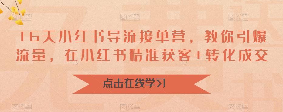 16天小红书导流接单营，教你引爆流量，在小红书精准获客+转化成交-汇智资源网