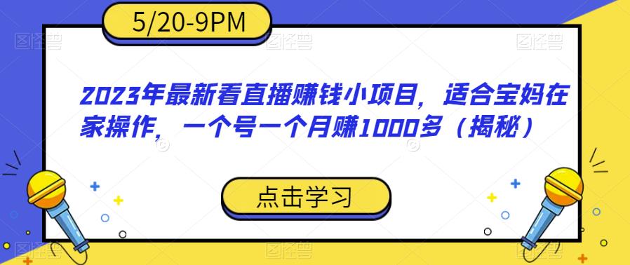 2023年最新看直播赚钱小项目，适合宝妈在家操作，一个号一个月赚1000多（揭秘）-汇智资源网