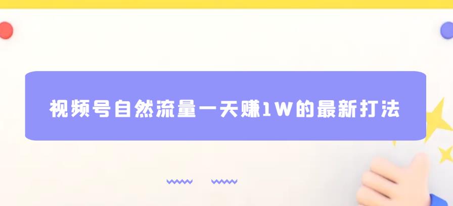 视频号自然流量一天赚1W的最新打法，基本0投资【揭秘】-汇智资源网