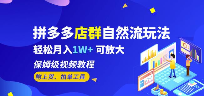 拼多多店群自然流玩法，轻松月入1W+保姆级视频教程（附上货、拍单工具）-汇智资源网