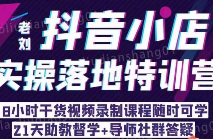 老刘·抖店商品卡流量，​抖音小店实操落地特训营，8小时干货视频录制课程随时可学-汇智资源网