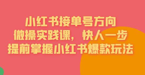 接单号方向·小红书微操实践课，快人一步，提前掌握小红书爆款玩法-汇智资源网