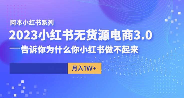 阿本小红书无货源电商3.0，告诉你为什么你小红书做不起来-汇智资源网