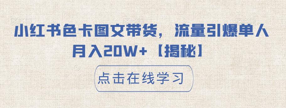 小红书色卡图文带货，流量引爆单人月入20W+【揭秘】-汇智资源网