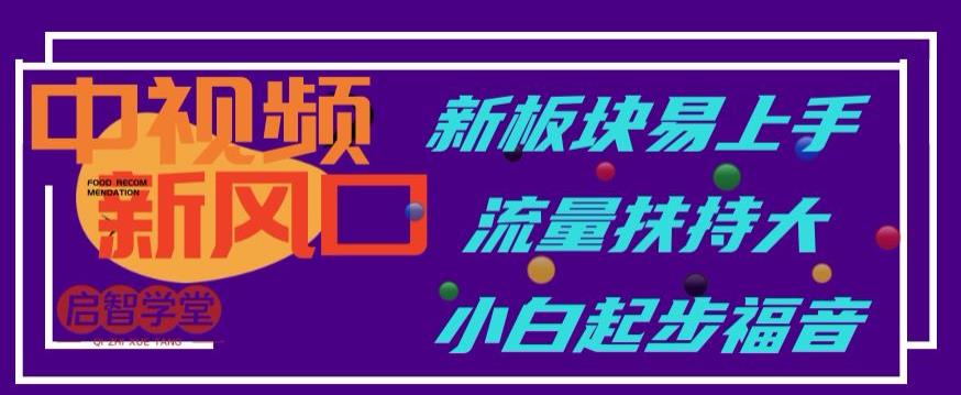 中视频新风口，新板块易上手，流量扶持大，小白起步福音【揭秘】-汇智资源网