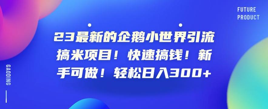 23最新的企鹅小世界引流搞米项目！快速搞钱！新手可做！轻松日入300+【揭秘】-汇智资源网