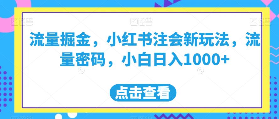 流量掘金，小红书注会新玩法，流量密码，小白日入1000+【揭秘】-汇智资源网