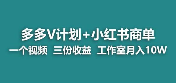 【蓝海项目】多多v计划+小红书商单一个视频三份收益工作室月入10w-汇智资源网