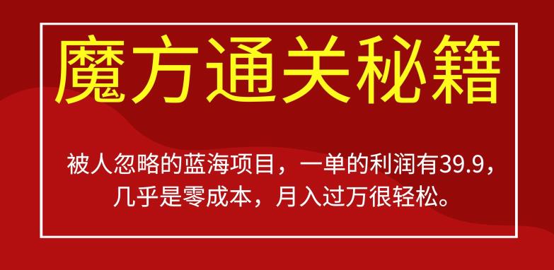 被人忽略的蓝海项目，魔方通关秘籍，一单的利润有39.9，几乎是零成本，月入过万很轻松【揭秘】-汇智资源网