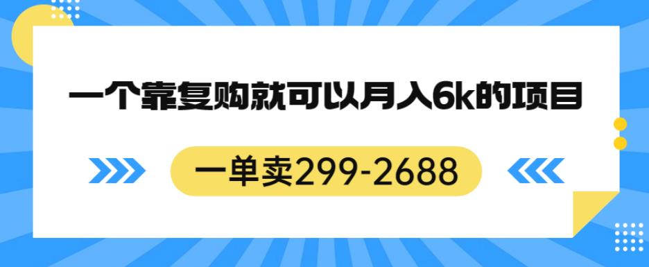 一单卖299-2688，一个靠复购就可以月入6k的暴利项目【揭秘】-汇智资源网