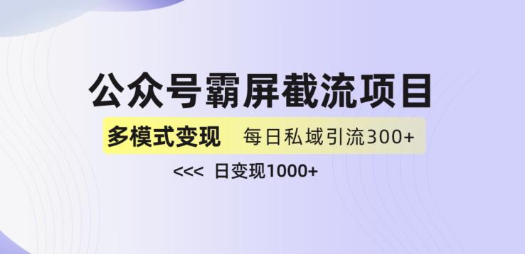 公众号霸屏截流项目+私域多渠道变现玩法，全网首发，日入1000+【揭秘】-汇智资源网