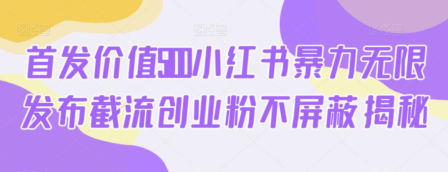 首发价值5100小红书暴力无限发布截流创业粉不屏蔽揭秘-汇智资源网