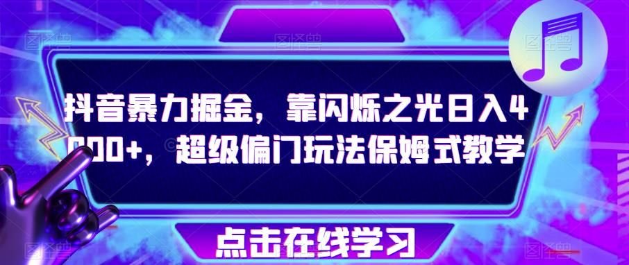 抖音暴力掘金，靠闪烁之光日入4000+，超级偏门玩法保姆式教学-汇智资源网