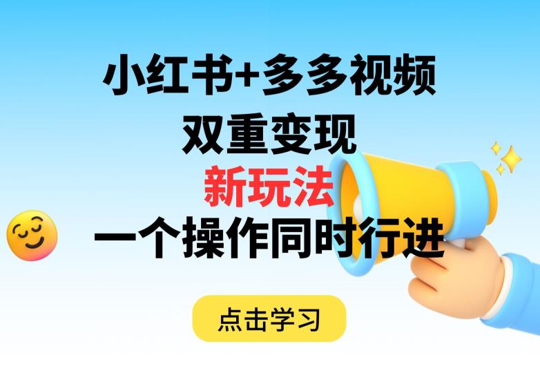 多多视频+小红书，双重变现新玩法，可同时进行【揭秘】-汇智资源网