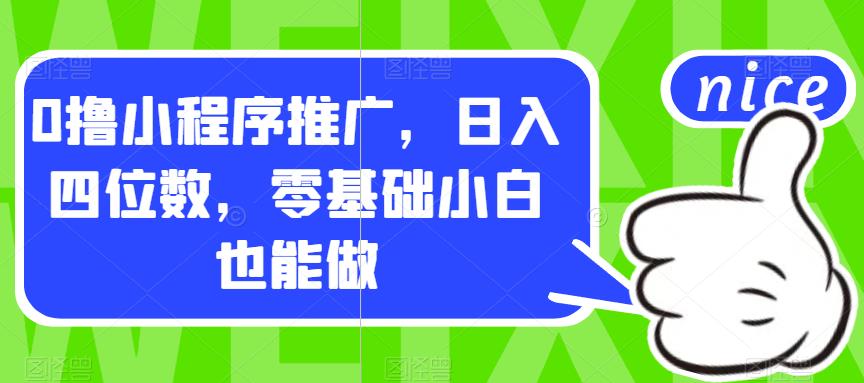 0撸小程序推广，日入四位数，零基础小白也能做【揭秘】-汇智资源网