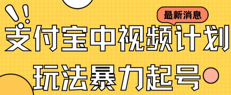 支付宝中视频玩法暴力起号影视起号有播放即可获得收益（带素材）-汇智资源网