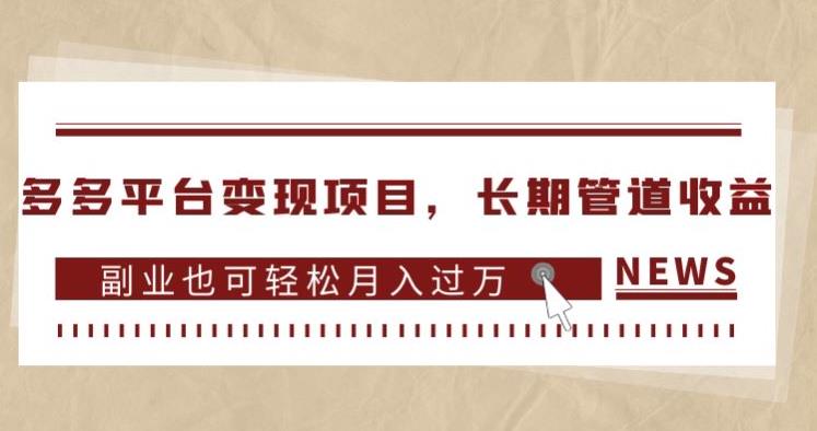 多多平台变现项目，长期管道收益，副业也可轻松月入过万-汇智资源网