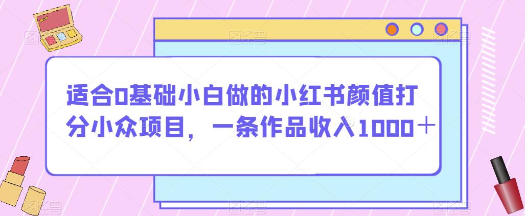 适合0基础小白做的小红书颜值打分小众项目，一条作品收入1000＋【揭秘】-汇智资源网