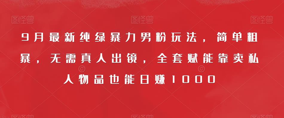 9月最新纯绿暴力男粉玩法，简单粗暴，无需真人出镜，全套赋能靠卖私人物品也能日赚1000-汇智资源网